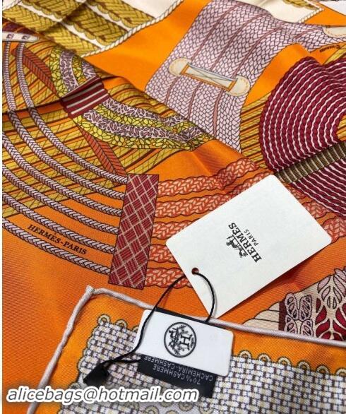 Cheapest Hermes Dressage Tressage Silk Sqaure Scarf 90x90cm 0130 Orange 2024