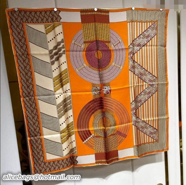 Cheapest Hermes Dressage Tressage Silk Sqaure Scarf 90x90cm 0130 Orange 2024