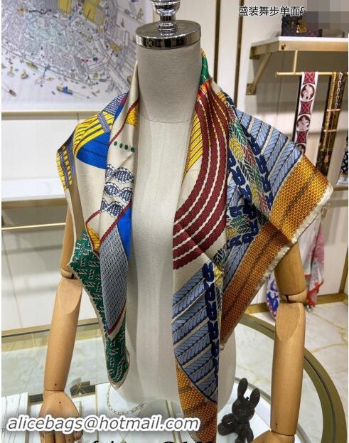 Good Product Hermes Dressage Tressage Silk Sqaure Scarf 90x90cm 0130 Cream White 2024