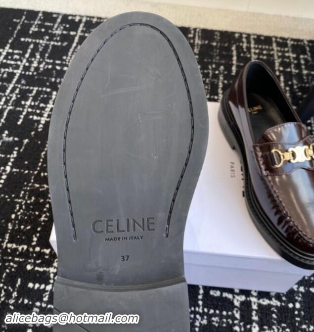 Sophisticated Celine Luco Triomphe Chain Loafers in Calfskin Brown 112079