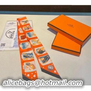 Good Taste Hermes Story Twilly Silk Bandeau Scarf 5x86cm H0304 2024