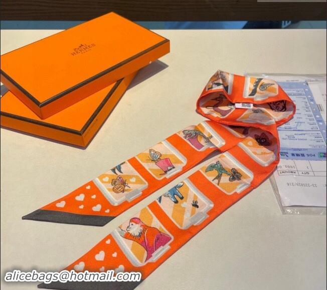 Good Taste Hermes Story Twilly Silk Bandeau Scarf 5x86cm H0304 2024