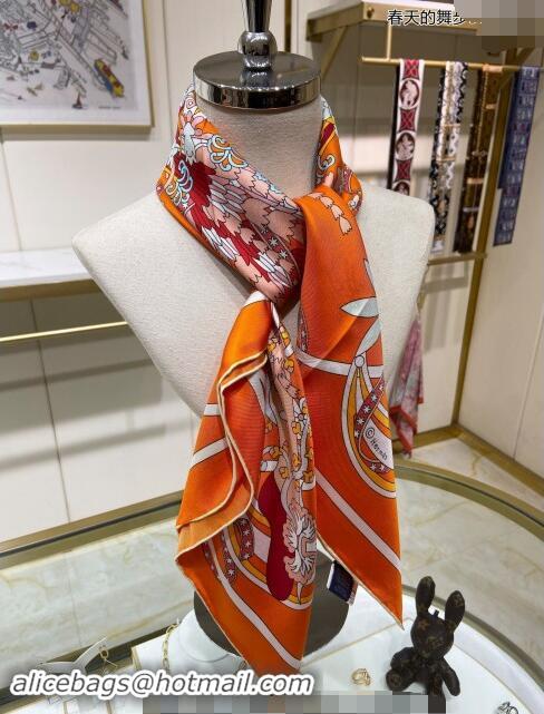 Luxury Discount Hermes La Danse du Printemps Silk Sqaure Scarf 90x90cm 0304 Orange 2024