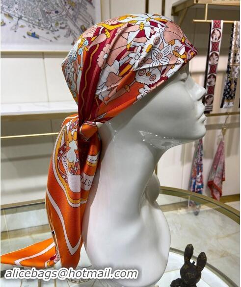 Luxury Discount Hermes La Danse du Printemps Silk Sqaure Scarf 90x90cm 0304 Orange 2024