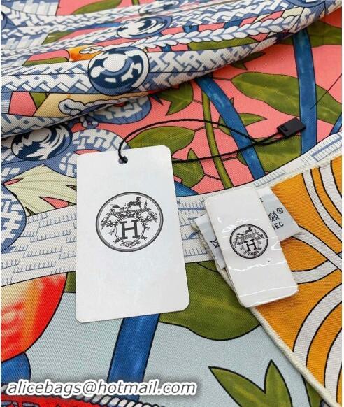 Top Quality Hermes Brandebourgs Fleuris double face Silk Square Scarf 90x90cm 3163 Yellow 2024