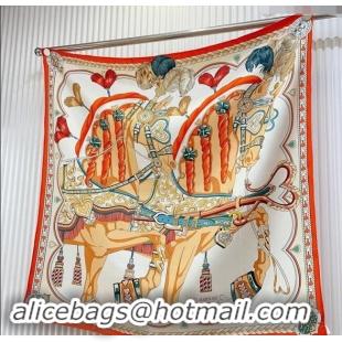 Good Looking Hermes Harnais de Coeur Silk Square Scarf 90x90cm 3163 Orange 2024