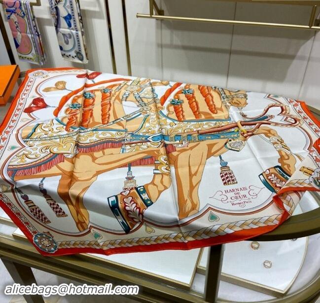 Good Looking Hermes Harnais de Coeur Silk Square Scarf 90x90cm 3163 Orange 2024