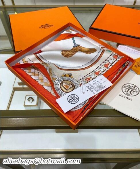 Good Looking Hermes Harnais de Coeur Silk Square Scarf 90x90cm 3163 Orange 2024