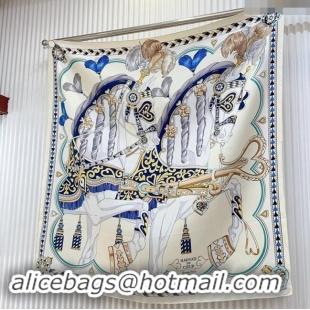 Cheapest Hermes Harnais de Coeur Silk Square Scarf 90x90cm 3163 Blue 2024