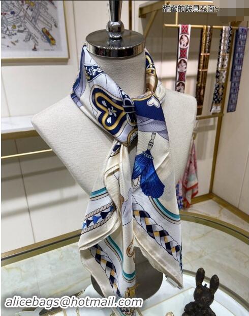 Cheapest Hermes Harnais de Coeur Silk Square Scarf 90x90cm 3163 Blue 2024