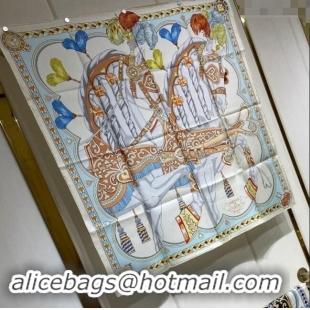 Famous Brand Hermes Harnais de Coeur Silk Square Scarf 90x90cm 3163 Beige 2024