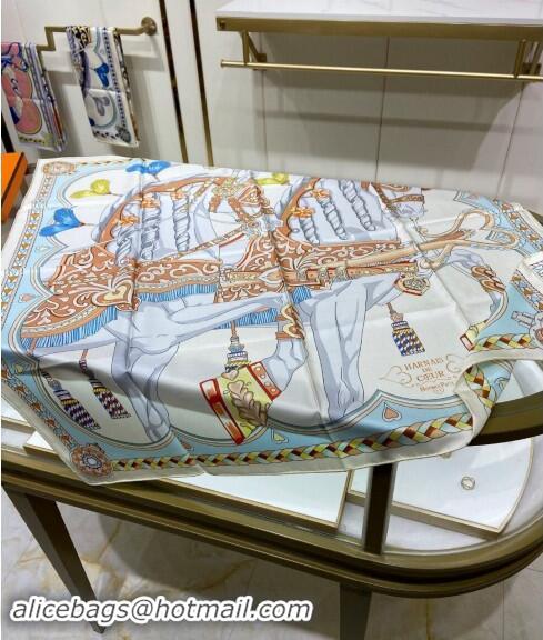 Famous Brand Hermes Harnais de Coeur Silk Square Scarf 90x90cm 3163 Beige 2024