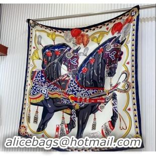 Famous Brand Hermes Harnais de Coeur Silk Square Scarf 90x90cm 3163 Grey 2024