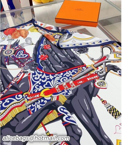 Famous Brand Hermes Harnais de Coeur Silk Square Scarf 90x90cm 3163 Grey 2024