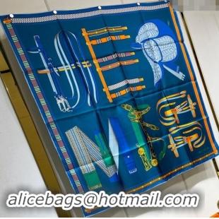 Grade Quality Hermes Lettres Equestre Sqaure Scarf 90x90cm 3163 Blue 2024