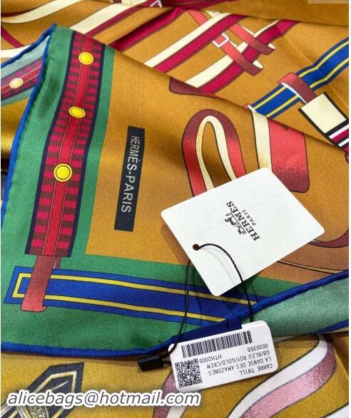 Well Crafted Hermes Lettres Equestre Sqaure Scarf 90x90cm 3163 Gold 2024