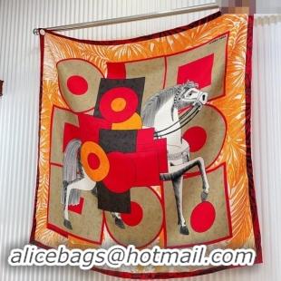 Best Price Hermes Cavalier en Formes Sqaure Scarf 90x90cm 3163 Orange 2024