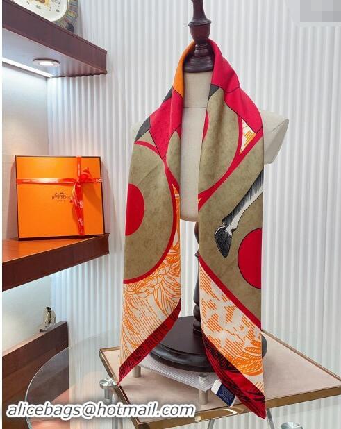 Best Price Hermes Cavalier en Formes Sqaure Scarf 90x90cm 3163 Orange 2024