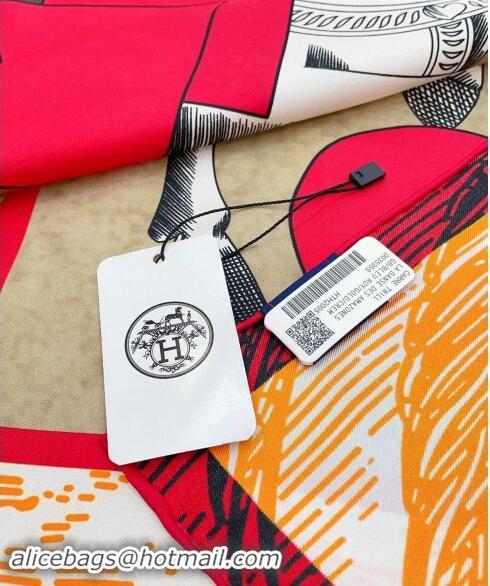 Best Price Hermes Cavalier en Formes Sqaure Scarf 90x90cm 3163 Orange 2024