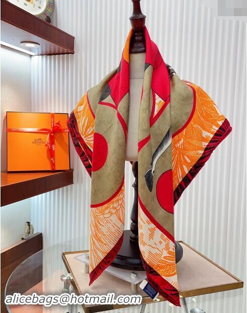 Best Price Hermes Cavalier en Formes Sqaure Scarf 90x90cm 3163 Orange 2024