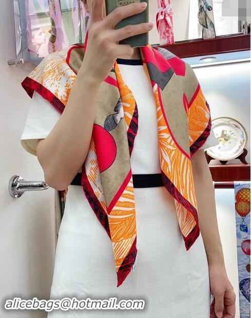 Best Price Hermes Cavalier en Formes Sqaure Scarf 90x90cm 3163 Orange 2024