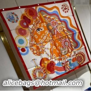 Shop Promotional Hermes Cheval Mascotte Sqaure Scarf 90x90cm 3164 White 2024