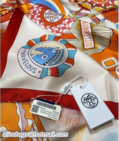 Shop Promotional Hermes Cheval Mascotte Sqaure Scarf 90x90cm 3164 White 2024