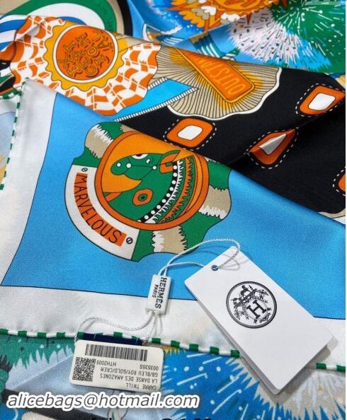 Top Grade Hermes Cheval Mascotte Sqaure Scarf 90x90cm 3164 Blue 2024