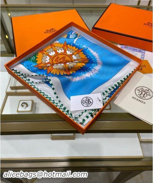 Top Grade Hermes Cheval Mascotte Sqaure Scarf 90x90cm 3164 Blue 2024