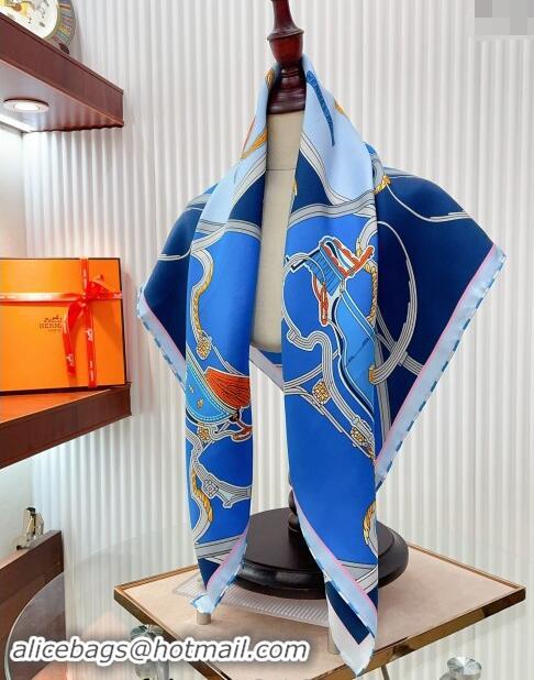 Top Design Hermes Springs Remix Sqaure Scarf 90x90cm 3165 Blue 2024