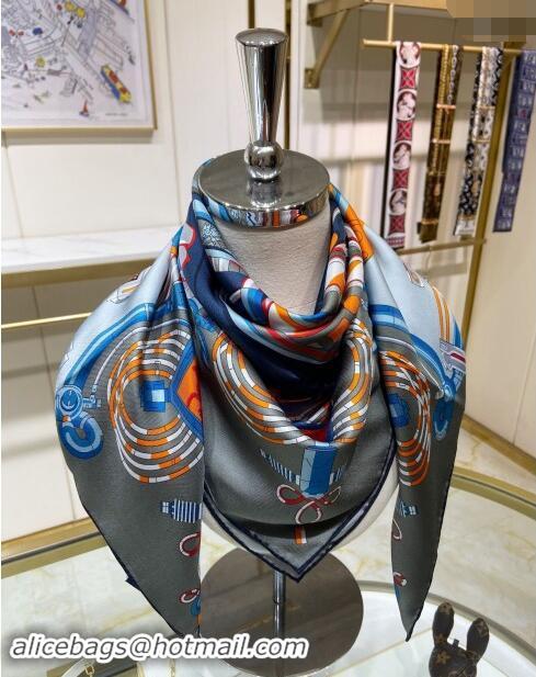 Traditional Specials Hermes Neo Brandebourgs Sqaure Scarf 90x90cm 3166 Grey 2024