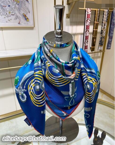 Good Taste Hermes Neo Brandebourgs Sqaure Scarf 90x90cm 3165 Blue 2024