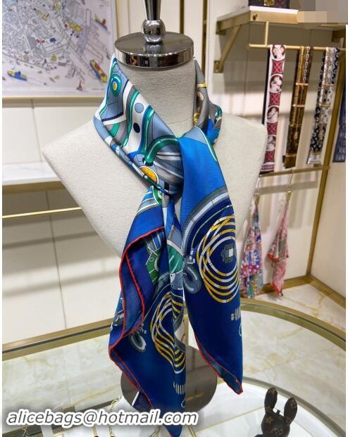 Good Taste Hermes Neo Brandebourgs Sqaure Scarf 90x90cm 3165 Blue 2024