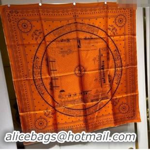 Super Quality Hermes All Aboard! bandana Sqaure Scarf 90x90cm 3166 Orange 2024