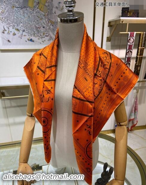 Super Quality Hermes All Aboard! bandana Sqaure Scarf 90x90cm 3166 Orange 2024