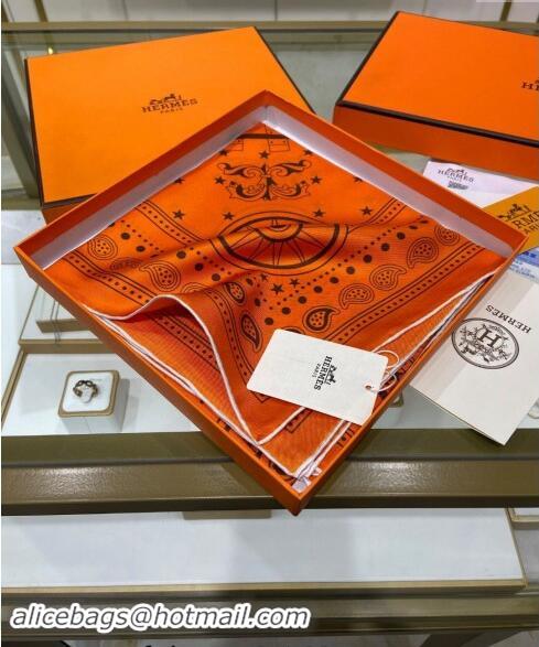 Super Quality Hermes All Aboard! bandana Sqaure Scarf 90x90cm 3166 Orange 2024