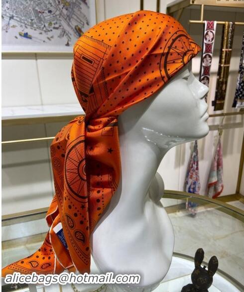 Super Quality Hermes All Aboard! bandana Sqaure Scarf 90x90cm 3166 Orange 2024