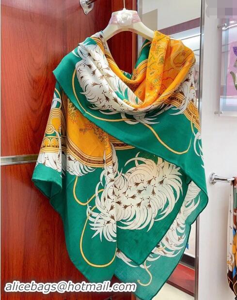 Buy Discount Hermes Embroidery Story Sqaure Shawl Scarf 140cm 7024 Green 2024