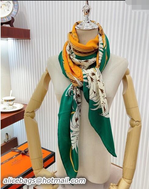 Buy Discount Hermes Embroidery Story Sqaure Shawl Scarf 140cm 7024 Green 2024