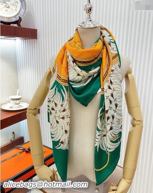 Buy Discount Hermes Embroidery Story Sqaure Shawl Scarf 140cm 7024 Green 2024