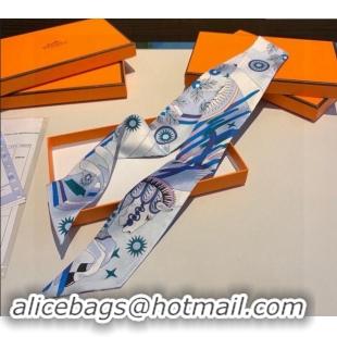 Modern Classic Hermes Silk Bandeau Scarf 040701 Blue 2024