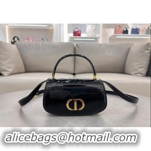 Top Grade Dior Small 30 Montaigne Avenue Top Handle Bag in Patent Calfskin 6530 Black 2024