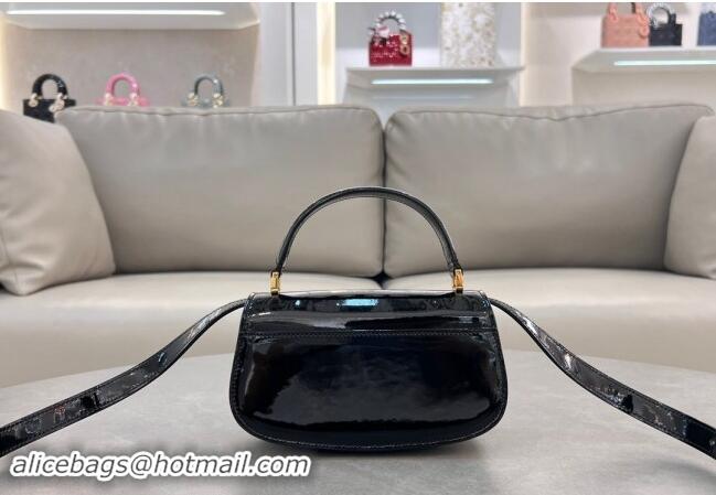 Top Grade Dior Small 30 Montaigne Avenue Top Handle Bag in Patent Calfskin 6530 Black 2024