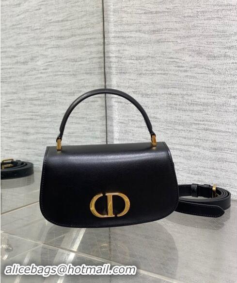 Pretty Style Dior Small 30 Montaigne Avenue Top Handle Bag in Ribbed Calfskin 6530 Black 2024