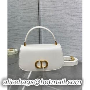 Promotional Dior Small 30 Montaigne Avenue Top Handle Bag in Ribbed Calfskin 6530 White 2024