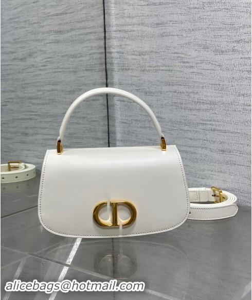 Promotional Dior Small 30 Montaigne Avenue Top Handle Bag in Ribbed Calfskin 6530 White 2024