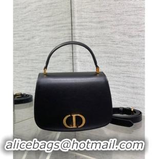 Top Quality Dior Medium 30 Montaigne Avenue Top Handle Bag in Ribbed Calfskin 6531 Black 2024