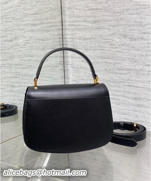 Top Quality Dior Medium 30 Montaigne Avenue Top Handle Bag in Ribbed Calfskin 6531 Black 2024