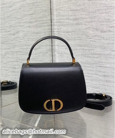 Top Quality Dior Medium 30 Montaigne Avenue Top Handle Bag in Ribbed Calfskin 6531 Black 2024