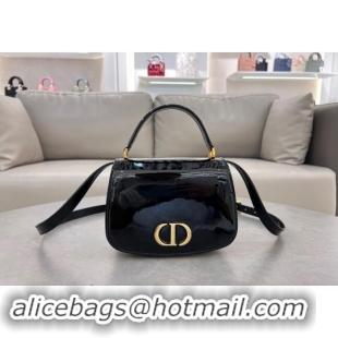 Famous Brand Dior Medium 30 Montaigne Avenue Top Handle Bag in Patent Calfskin 6531 Black 2024